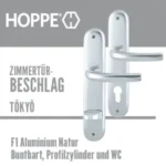 HOPPE Tokyo Alu F1 Zimmertürbeschlag Langschild Aluminium Natur