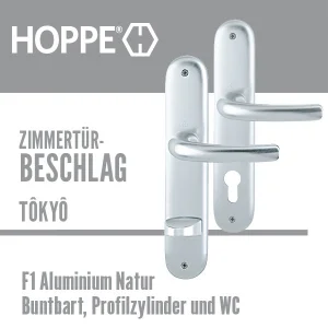 HOPPE Tokyo Alu F1 Zimmertürbeschlag Langschild Aluminium Natur