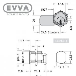 EVVA EPS Hebelzylinder-Maß