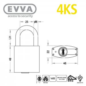 EVVA 4KS Vorhängeschloss HPM ohne SSW