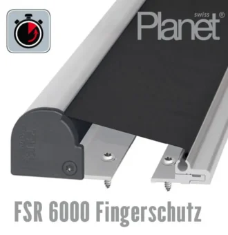 Planet Fingerschutz-Rollo FSR 6000 zur Sicherung der Bandgegenseite an der Nebenschließkante von Drehflügeltüren.