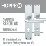 HOPPE Birmingham Zimmertür-Garnitur Langschild Aluminium F1