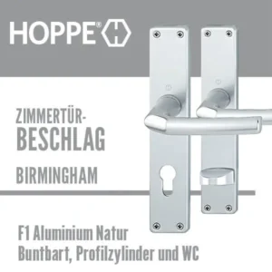 HOPPE Birmingham Zimmertür-Garnitur Langschild Aluminium F1