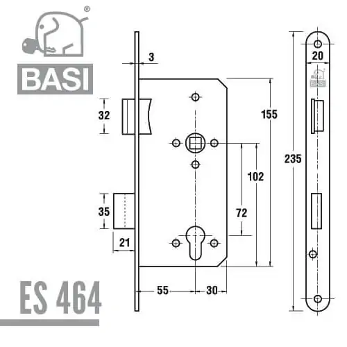 BASI ES 464 Einsteckschloss 20-55/72 falz – Bild 2