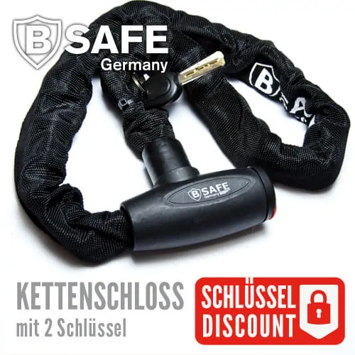 B-Safe Kettenschloss bietet eine zuverlässige Sicherheitslösung für verschiedenste Anwendungen Fahrräder, Roller, Mopeds, Tore
