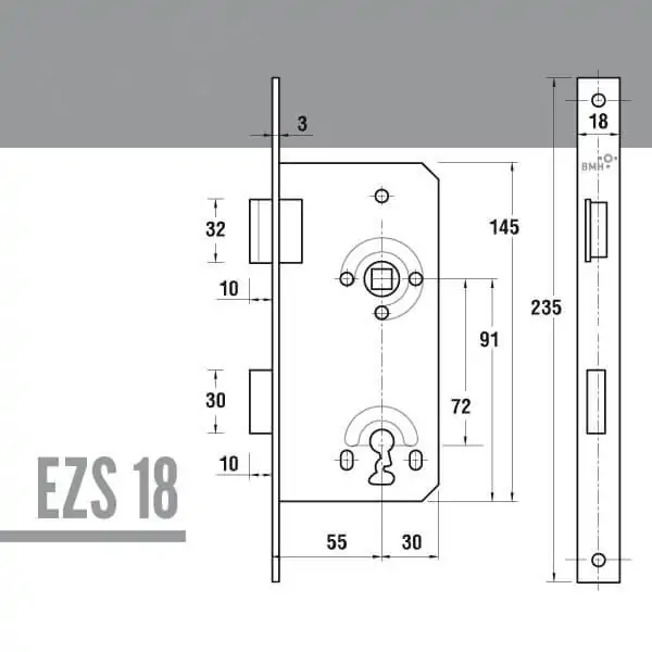 Zimmertürschloss EZS falz 18-55/72 – Bild 3