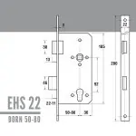 Haustürschloss falz 22, Dorn 50-80/92 – Bild 2