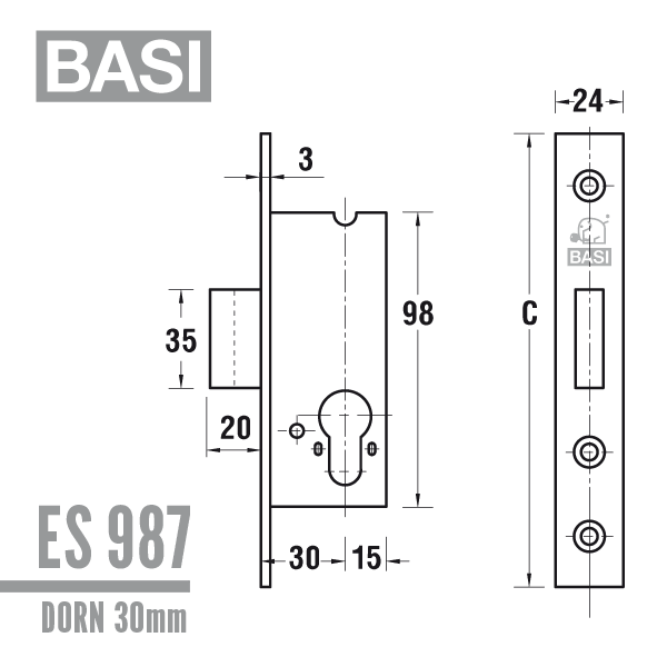 BASI ES 987 Riegelschloss für Rohrrahmentüren – Bild 4