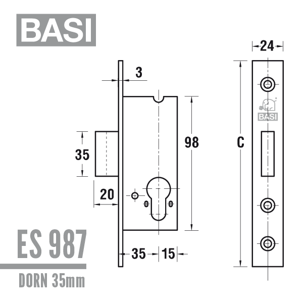 BASI ES 987 Riegelschloss für Rohrrahmentüren – Bild 6