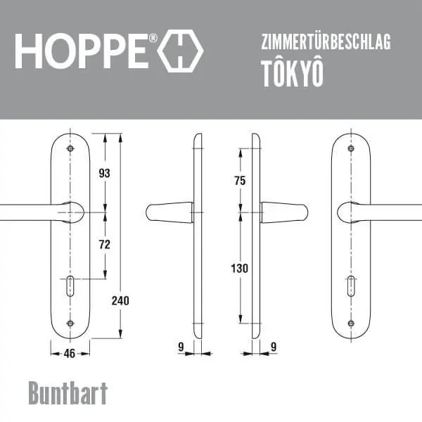 HOPPE Tokyo Zimmertürbeschlag Aluminium F1 – Bild 6