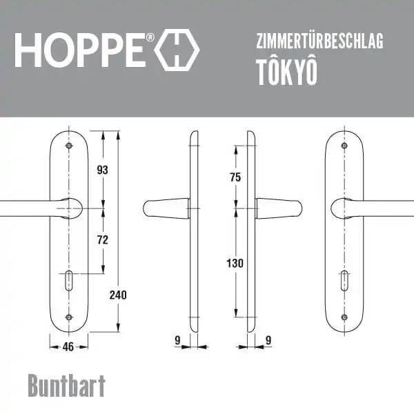 HOPPE Tokyo Zimmertürbeschlag Aluminium F1 – Bild 6