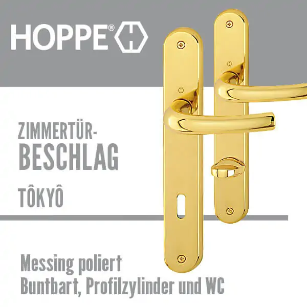 Zimmertürbeschlag Tokyo Messing – Bild 1