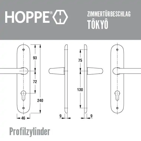 HOPPE Tokyo Zimmertürbeschlag Aluminium F1 – Bild 7