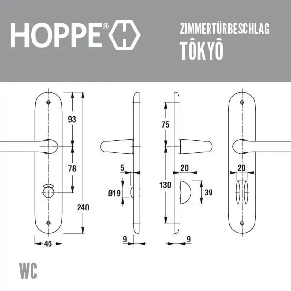 HOPPE Tokyo Zimmertürbeschlag Aluminium F1 – Bild 8