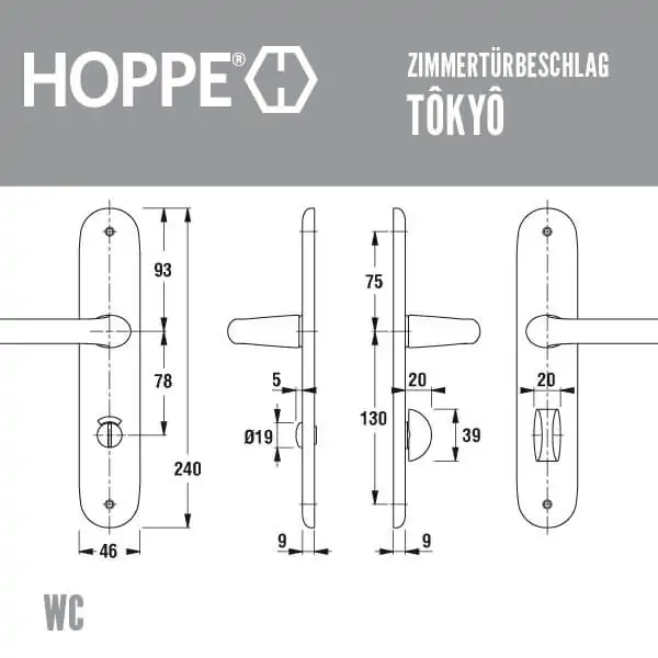 HOPPE Tokyo Zimmertürbeschlag Aluminium F1 – Bild 8