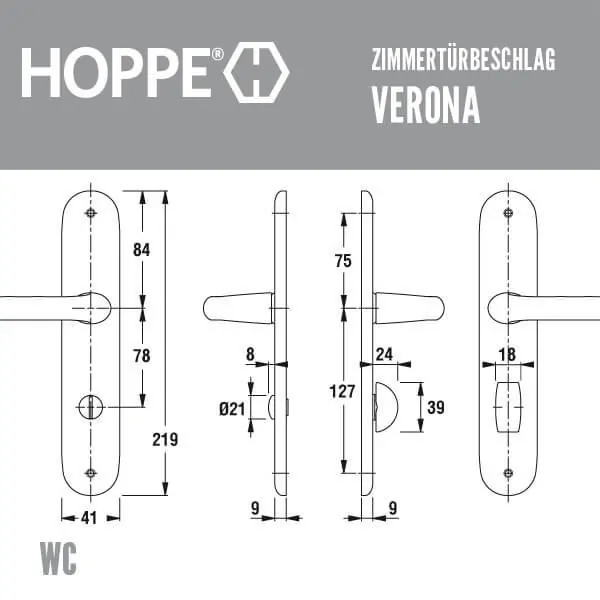 Zimmertürbeschlag Verona Messing – Bild 7