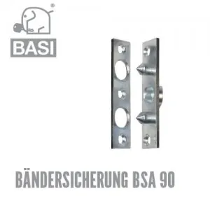 Basi Bändersicherung BSA 90 Zwei massive Stahlzapfen BASI BSA 90 verankern das Türblatt in Türzarge und Mauerwerk