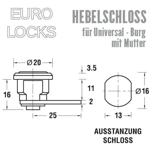 BASI HS 313 Hebelschloss für Burg Briefkästen – Bild 2