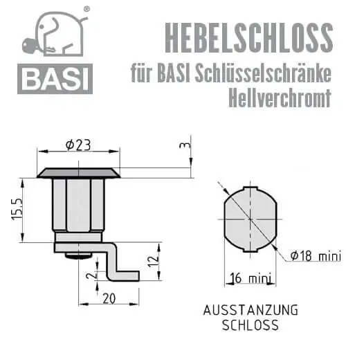 BASI HS 334-335 Hebelschloss für BASI Schlüsselschränke – Bild 2
