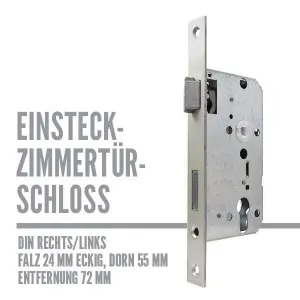 BMH Zimmertürschloss stumpf 24, Dorn 55/72