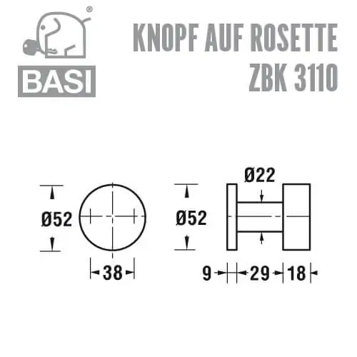 BASI ZBK3110 Knopf auf Rosette – Bild 3