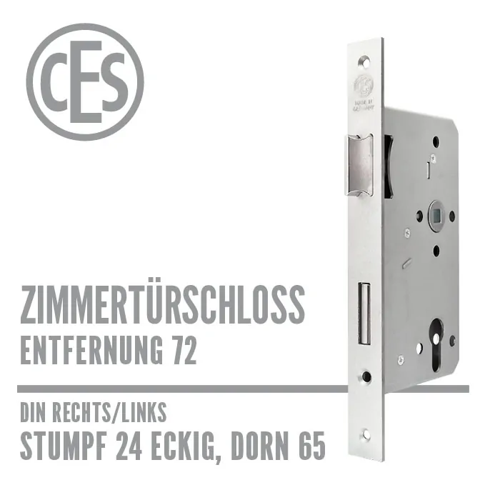 CES Zimmertürschloss 24-65/72 stumpf
