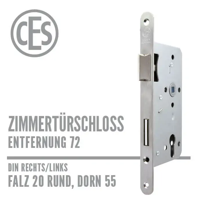 Zimmertürschloss 20-55/72 falz