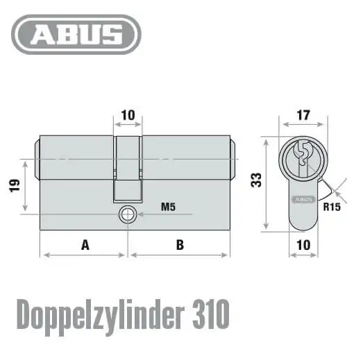ABUS 310 Standard S5+ Doppelzylinder Maß