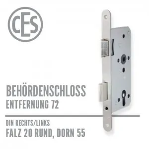 CES Objekt-Einsteckschloss 20-55/72 falz rund