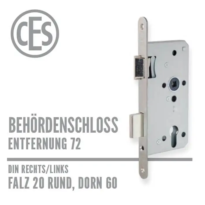 CES Objekt-Einsteckschloss 20-60/72 falz rund