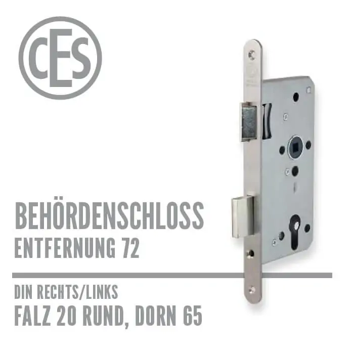 CES Objekt-Einsteckschloss 20-65/72 falz rund