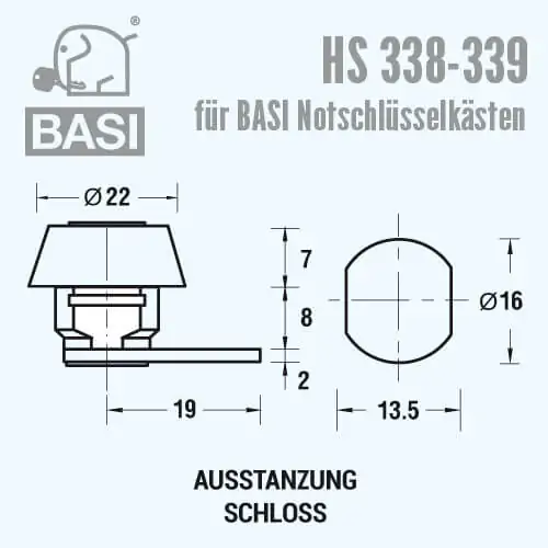 BASI HS 338 - 339 Hebelschloss für Notschlüsselkästen – Bild 2