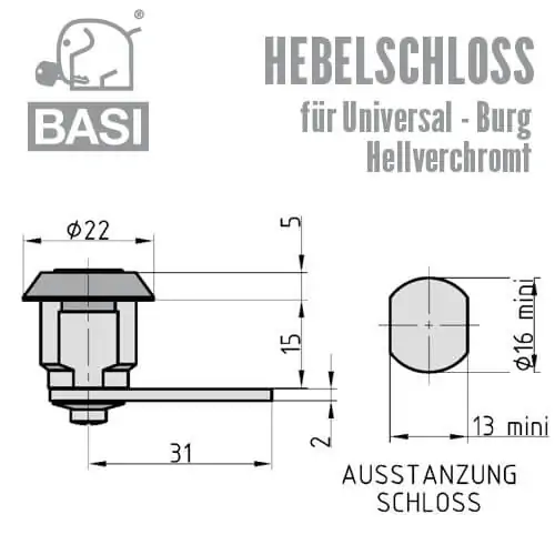 BASI HS 312 Hebelschloss für Burg Briefkästen – Bild 2