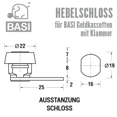 BASI HS 336-337 Hebelschloss für Geldkassetten – Bild 2
