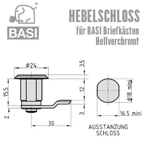 BASI HS 340-341 Hebelschloss für Briefkästen – Bild 2