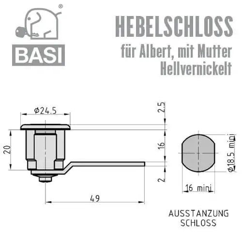 BASI HS 347 Hebelschloss für Albert  – Bild 2