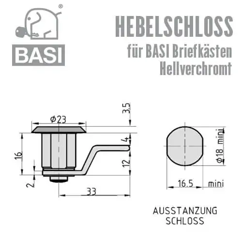 BASI HS 354-355 Hebelschloss für Briefkästen – Bild 2