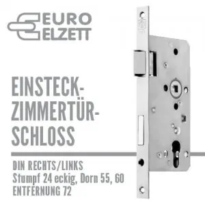 Zimmertürschloss stumpf eckig 24, Dorn 55-60 /72