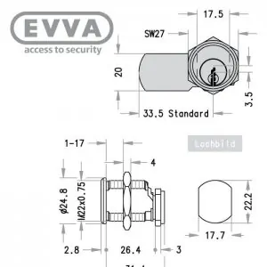 EVVA EPS Hebelzylinder-Maß