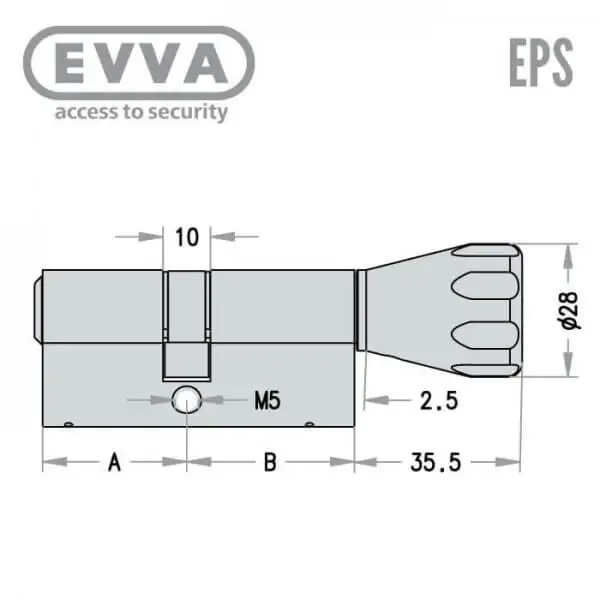 EVVA EPS Knaufzylinder-Maß