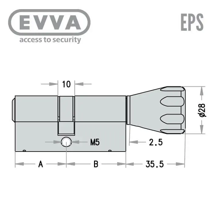 EVVA EPS Knaufzylinder-Maß