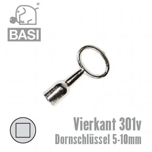 Vierkant Dornschlüssel Innen-Vierkant 5 - 10 mm Material: Zinkdruckguss, vernickelt
