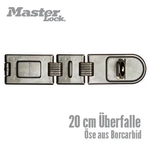 20cm Überfalle mit doppeltem Scharnier Der Schließbügel Master Lock Nr. 722EURD verfügt über ein 200 mm langes Stahlgehäuse