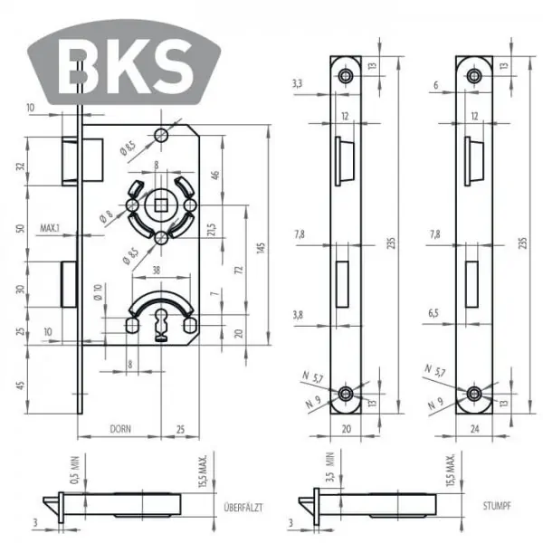 Einsteckschloss stumpf 24-55/72 – Bild 2