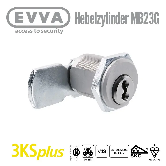 EVVA 3KS+ Hebelzylinder MB23G mit Sicherungskarte
