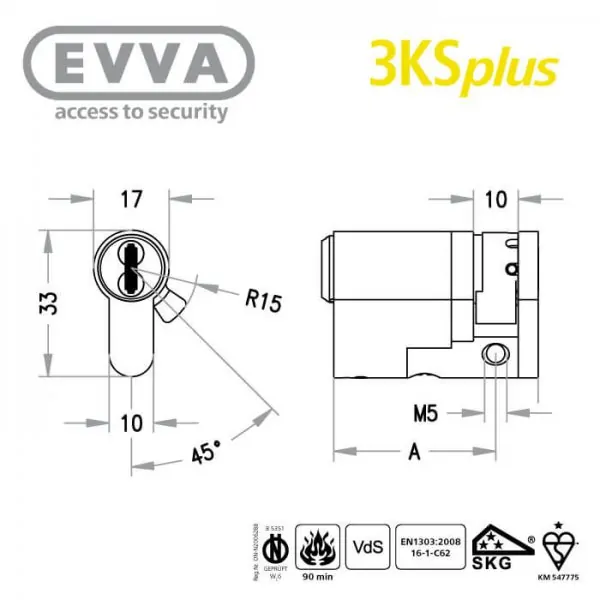EVVA 3KS+ Halbzylinder – Bild 3