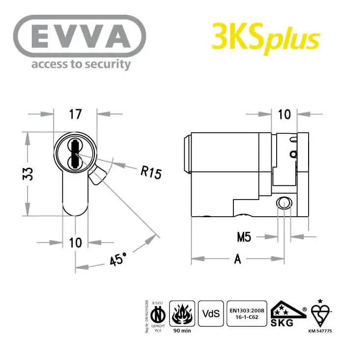 EVVA 3KS+ Halbzylinder – Bild 3
