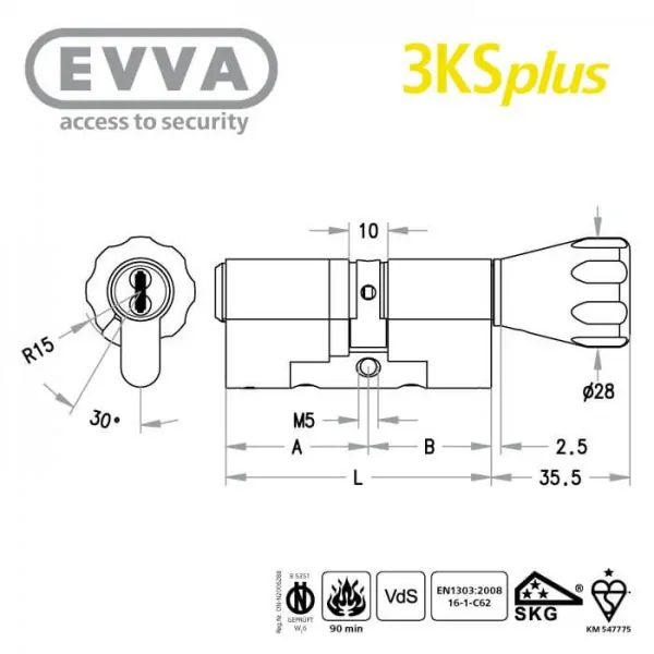 EVVA 3KS+ Knaufzylinder – Bild 6