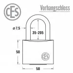CES Vorhängeschloss Maß