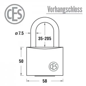 CES Vorhängeschloss Maß
